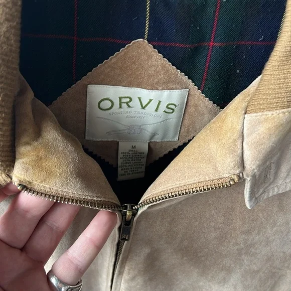 ORVIS Leather Bomber Jacket Medium - Picture 2 of 5